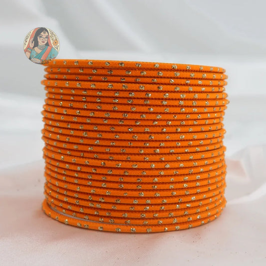 ’Orange’ Matte Gold Dotted Bangle Set