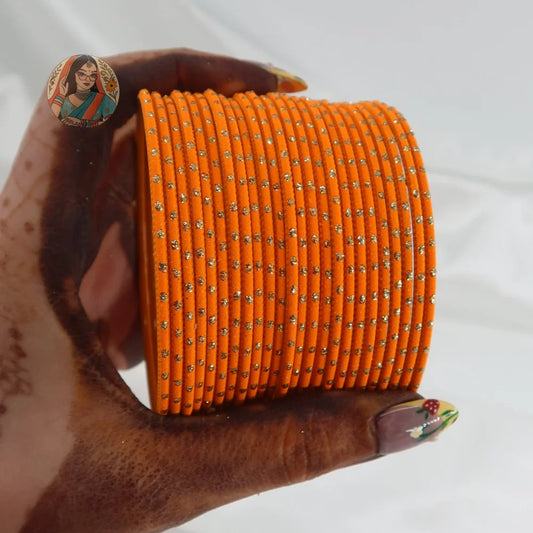 ’Orange’ Matte Gold Dotted Bangle Set
