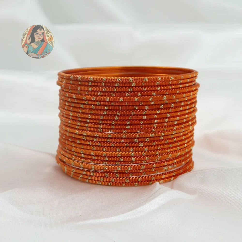 ’Orange’ Metallic Gold Dotted Bangle Set