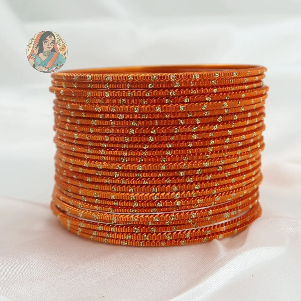 ’Orange’ Metallic Gold Dotted Bangle Set