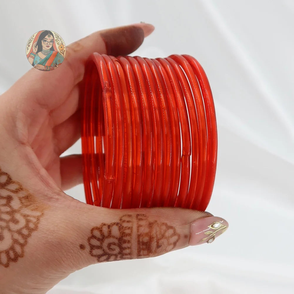 ’Orange’ Rang Pakka Glass Bangle Set
