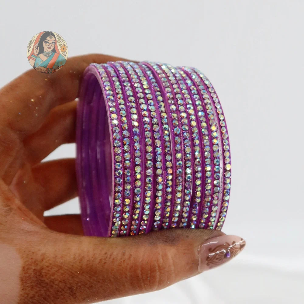 ’Orchid’ Bebo Glitter Glass Bangle Set