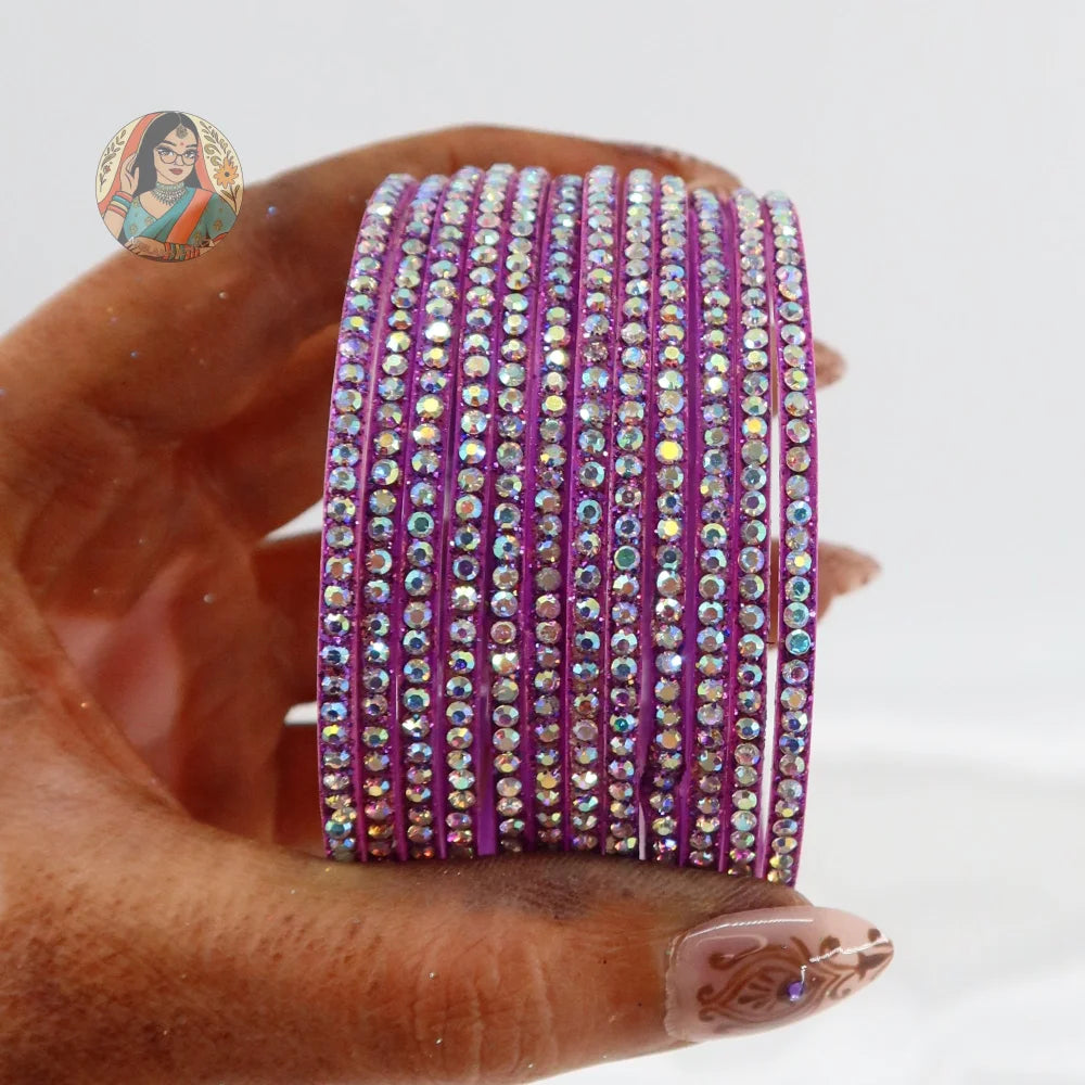 ’Orchid’ Bebo Glitter Glass Bangle Set