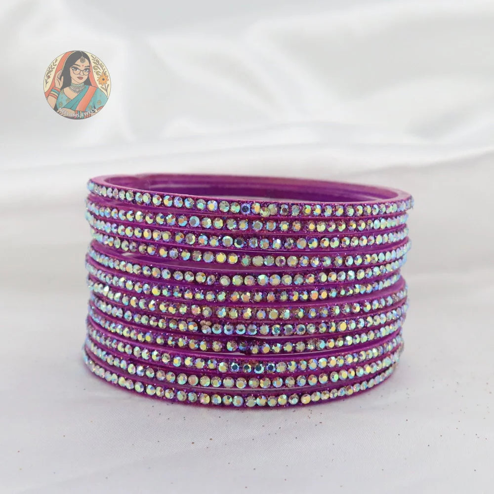 ’Orchid’ Bebo Glitter Glass Bangle Set