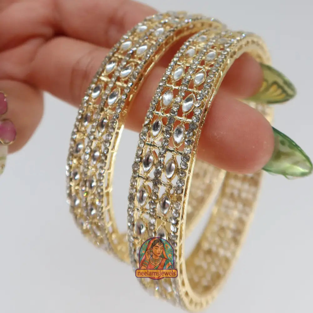 Oval Kundan Bangles