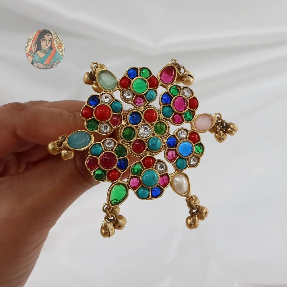 Oversized Floral Ghungroo Ring