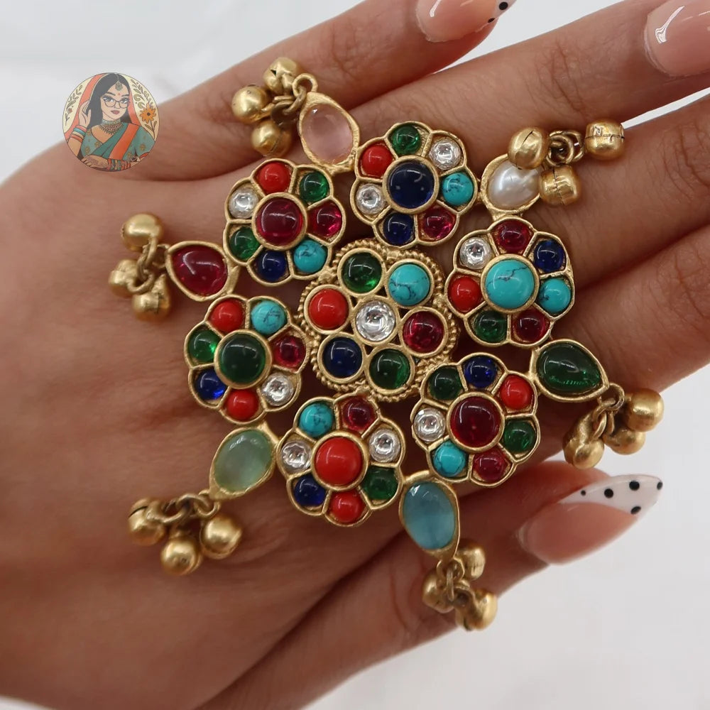 Oversized Floral Ghungroo Ring