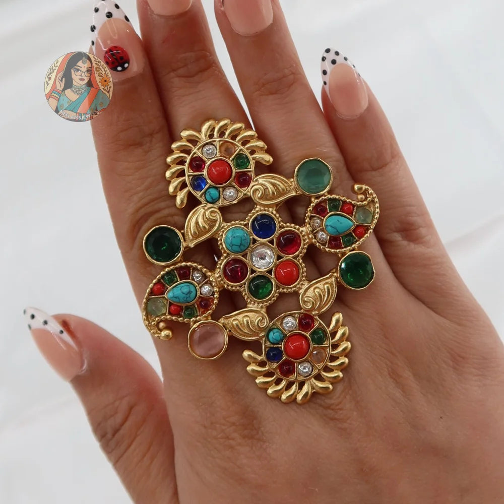 Oversized Floral Statement Ring