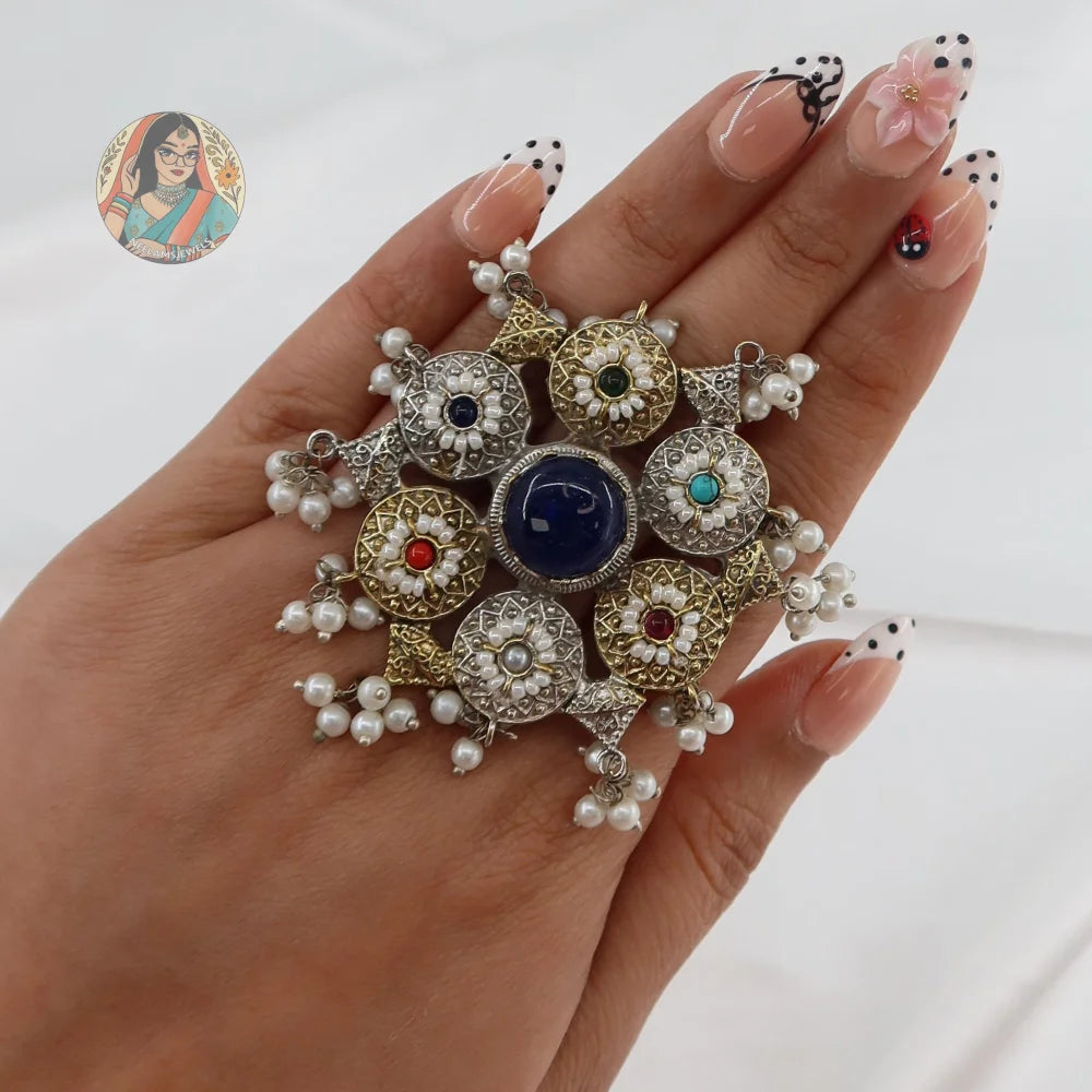 Oversized Silver Oxidized Ring - A
