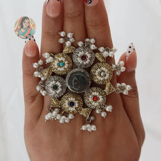 Oversized Silver Oxidized Ring - C