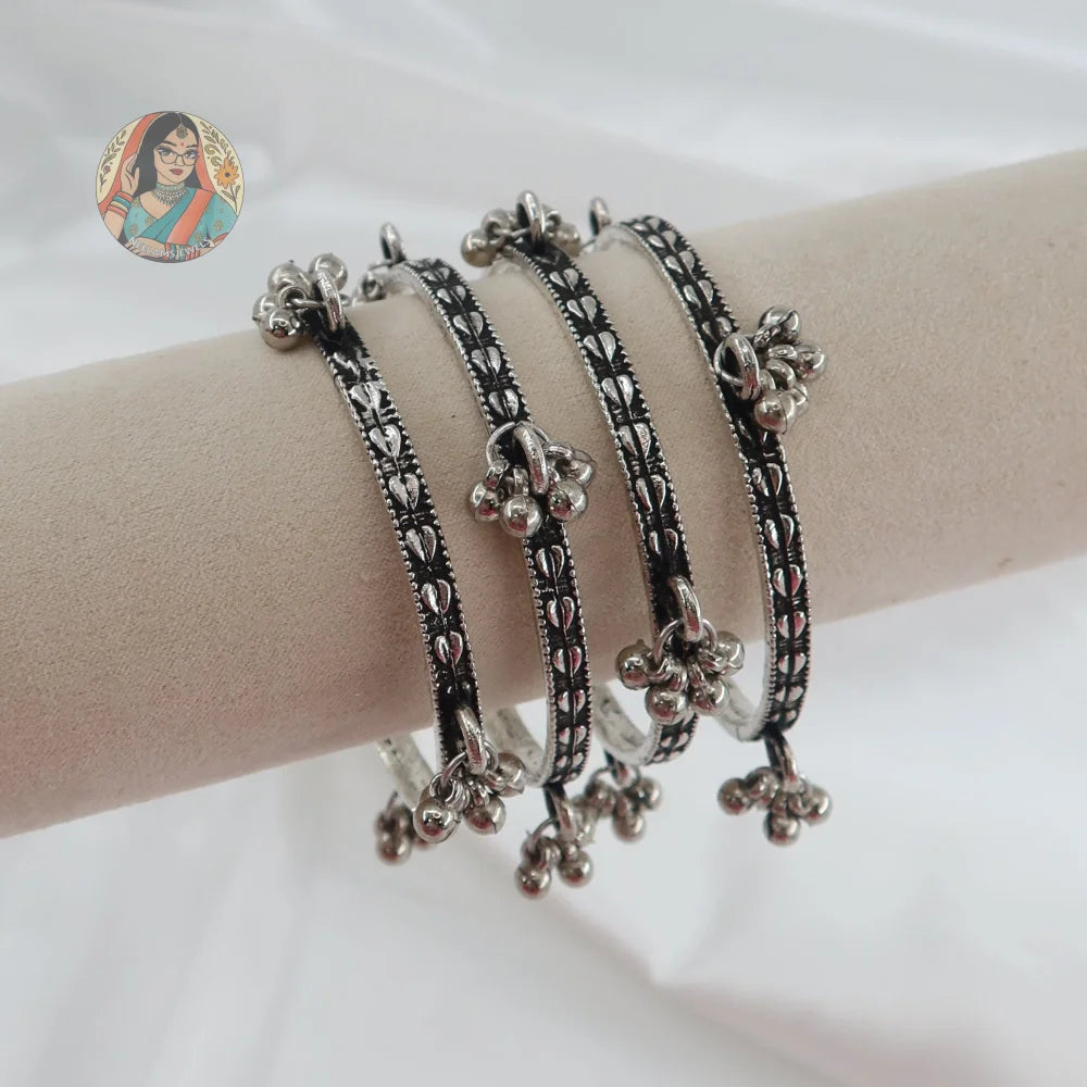 Oxidized Ghungroo Mini Bangle Set
