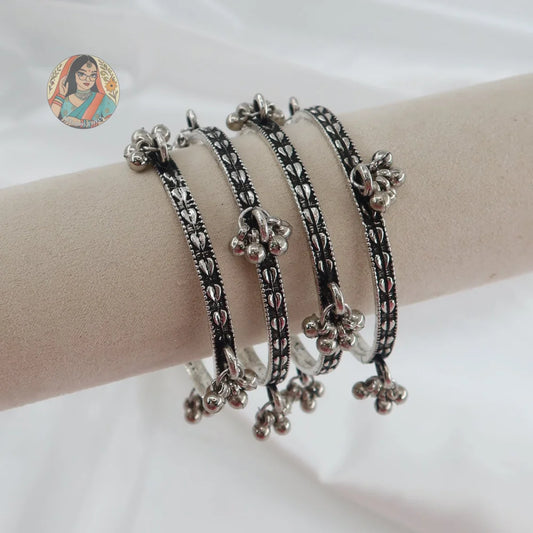 Oxidized Ghungroo Mini Bangle Set