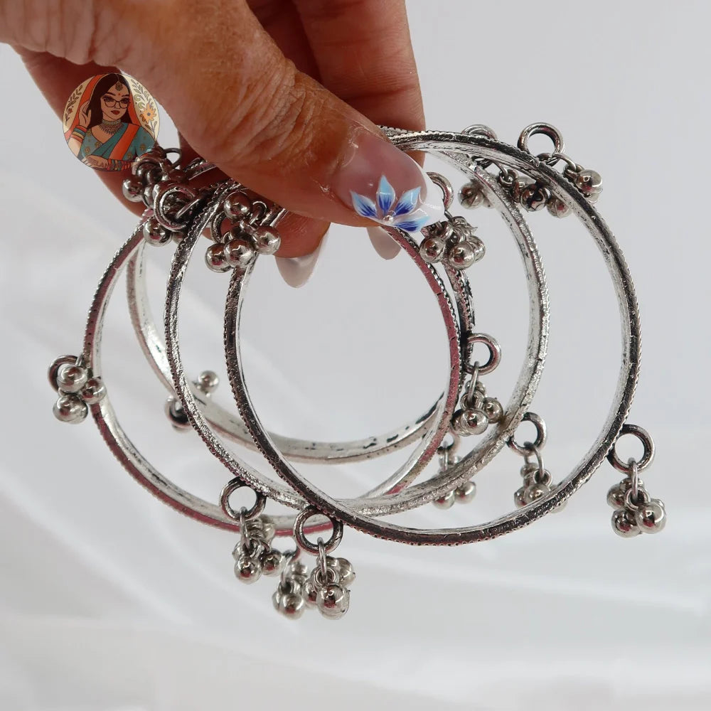 Oxidized Ghungroo Mini Bangle Set
