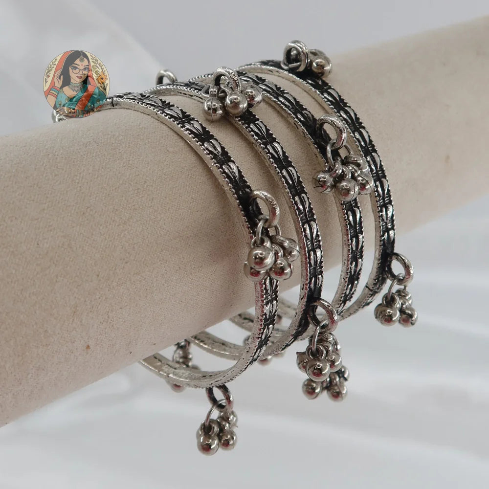 Oxidized Ghungroo Mini Bangle Set