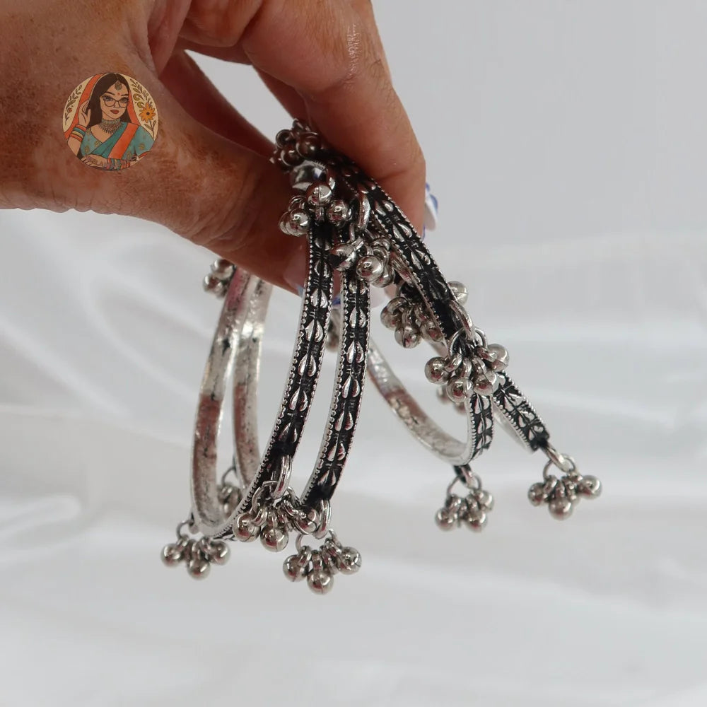 Oxidized Ghungroo Mini Bangle Set