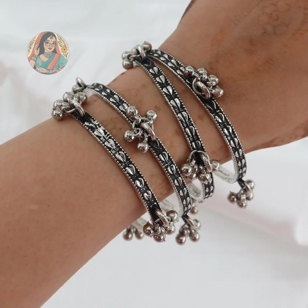 Oxidized Ghungroo Mini Bangle Set