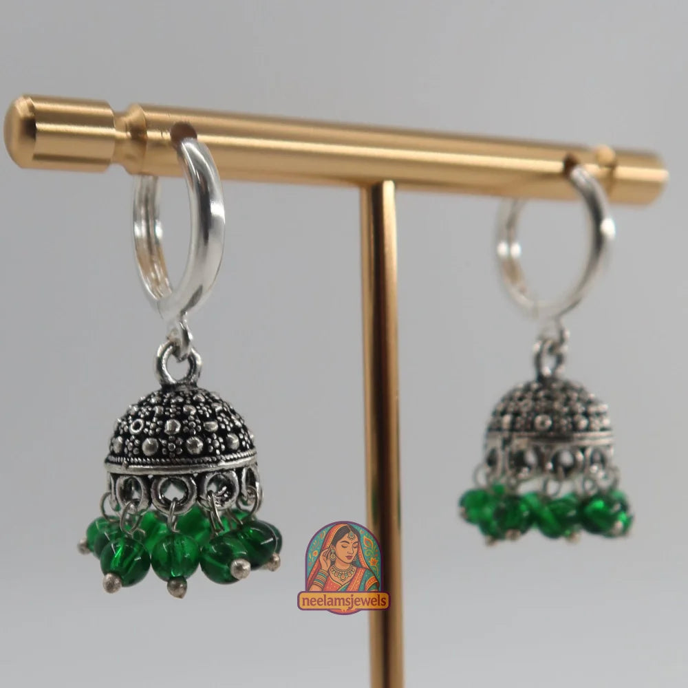 Oxidized Micro Jhumki (Green)