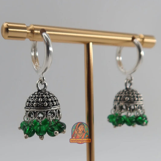 Oxidized Micro Jhumki (Green)