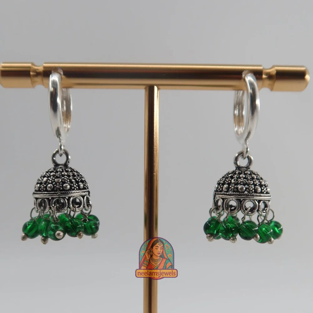Oxidized Micro Jhumki (Green)