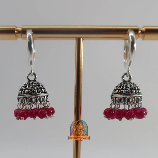 Oxidized Micro Jhumki (Pink)