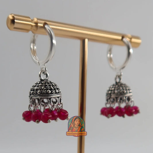 Oxidized Micro Jhumki (Pink)