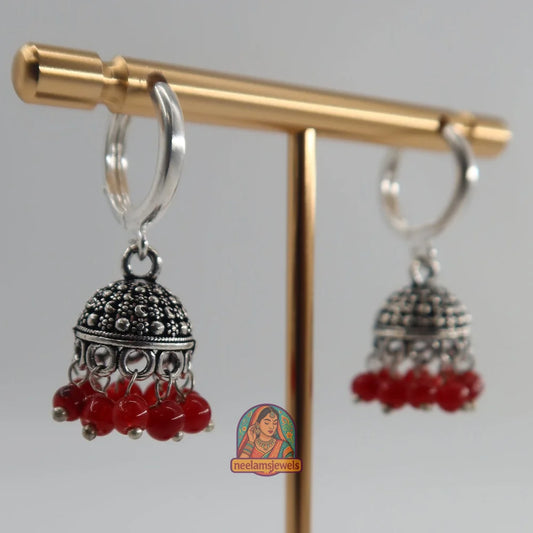 Oxidized Micro Jhumki (Red)