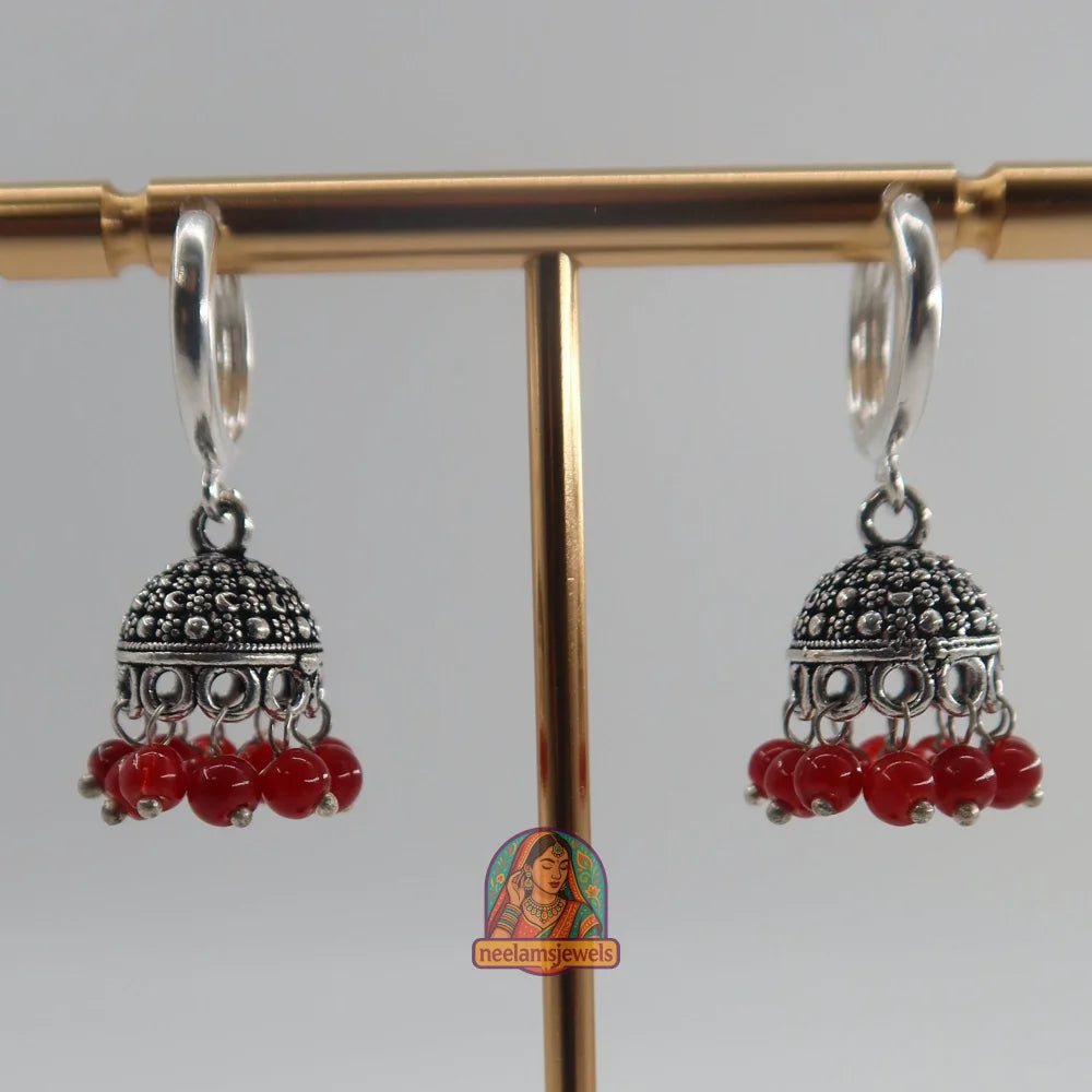 Oxidized Micro Jhumki (Red)