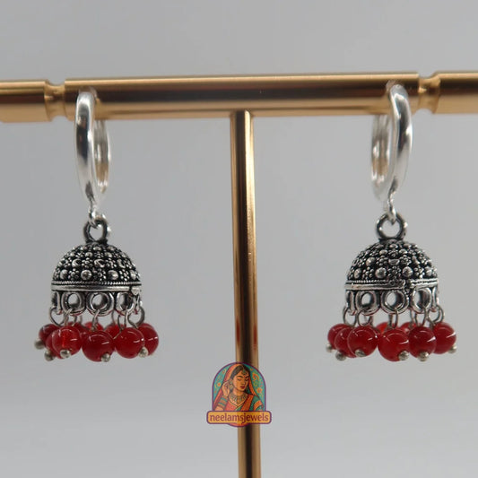 Oxidized Micro Jhumki (Red)