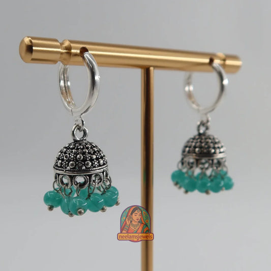 Oxidized Micro Jhumki (Turquoise)