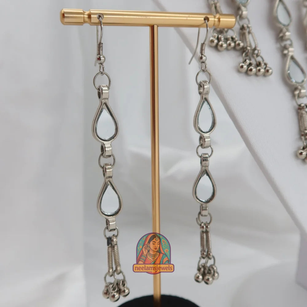Oxidized Silver Mirror Waterfall Set