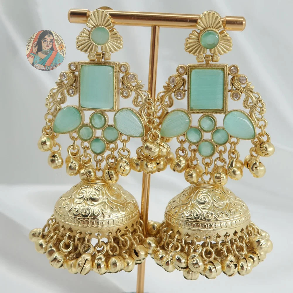 Pari Kashmiri Earrings - Mint Green