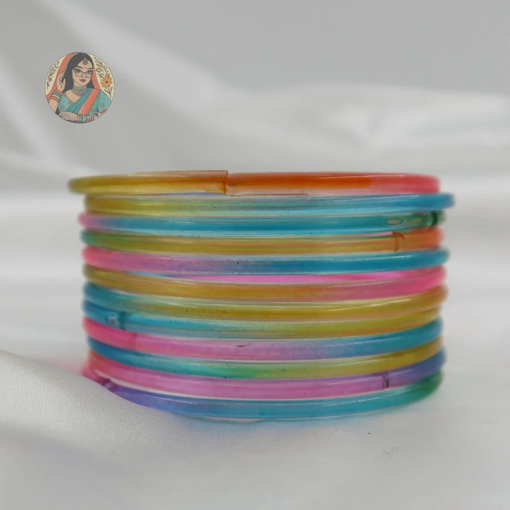 ’Pastel Multi’ Glossy Katrina Glass Bangle Set