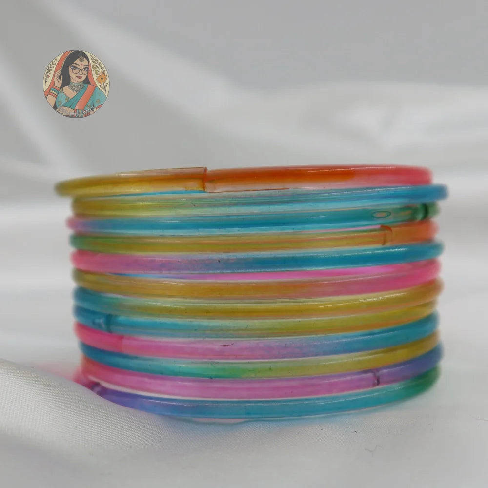 ’Pastel Multi’ Glossy Katrina Glass Bangle Set