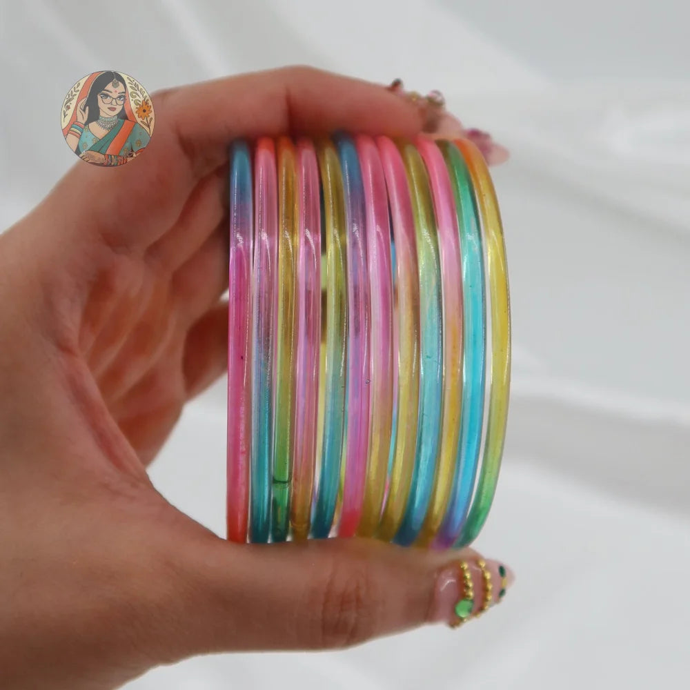 ’Pastel Multi’ Glossy Katrina Glass Bangle Set