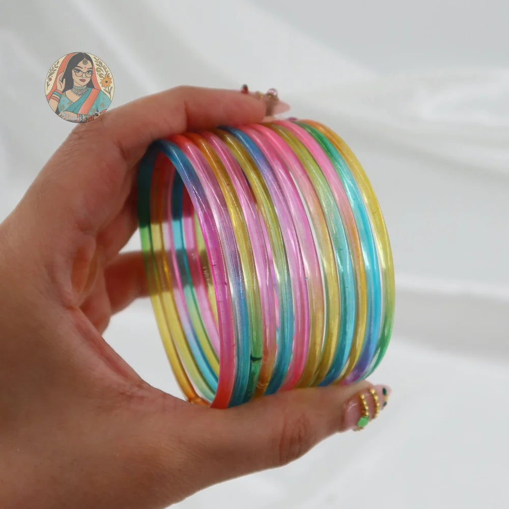 ’Pastel Multi’ Glossy Katrina Glass Bangle Set