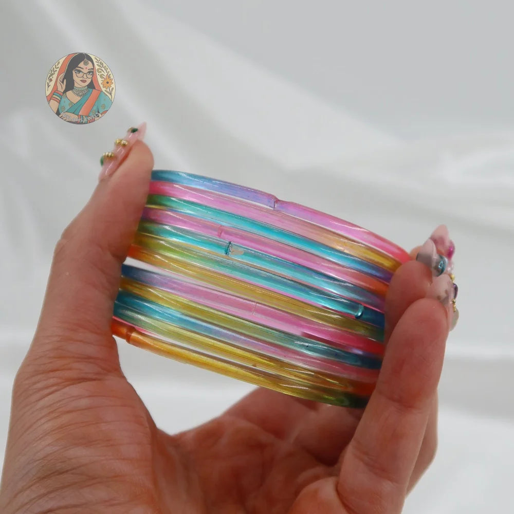 ’Pastel Multi’ Glossy Katrina Glass Bangle Set