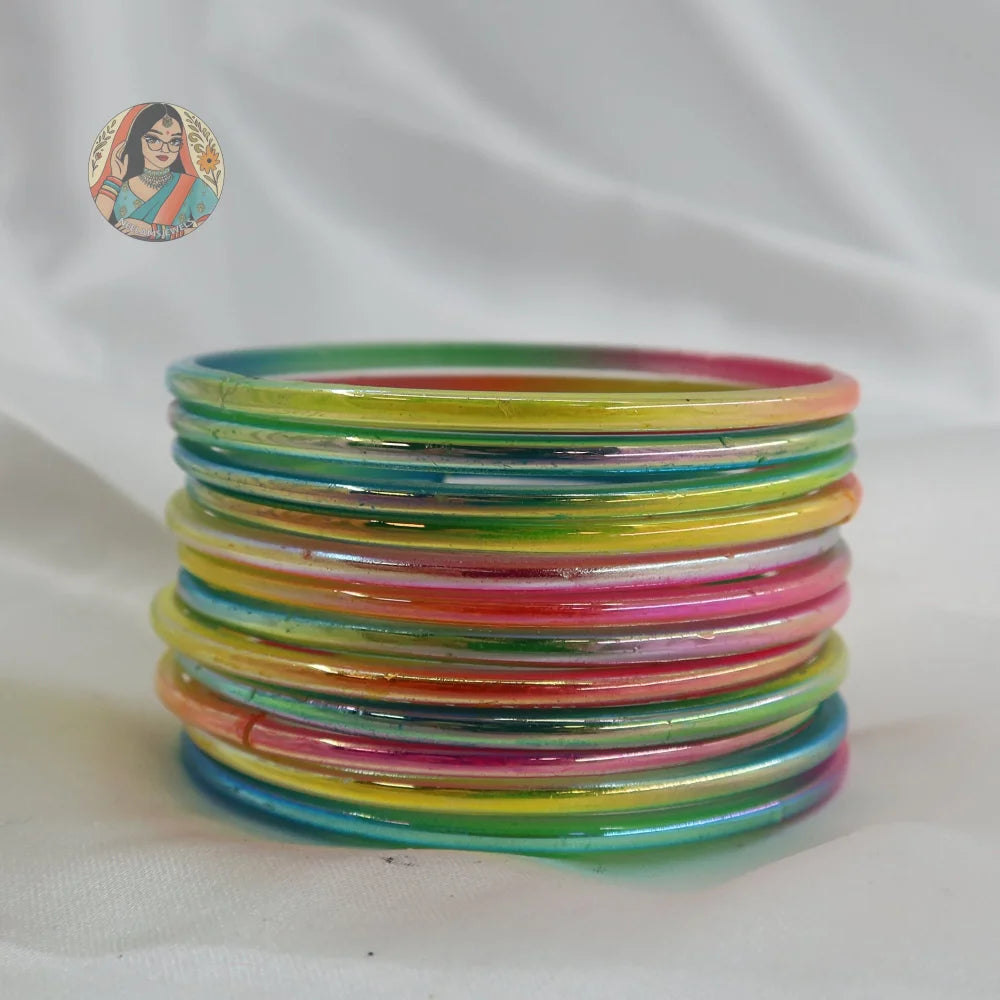 ’Pastel Multi’ Rang Pakka Glass Bangle Set