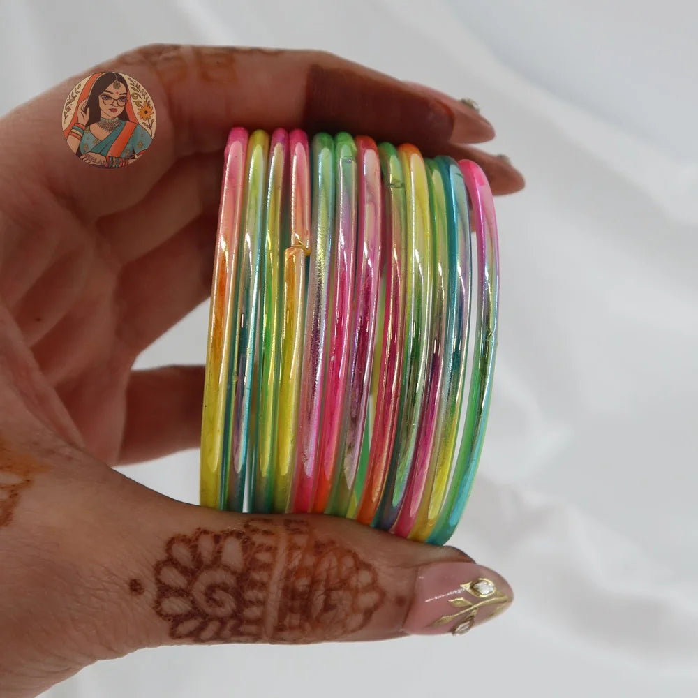 ’Pastel Multi’ Rang Pakka Glass Bangle Set