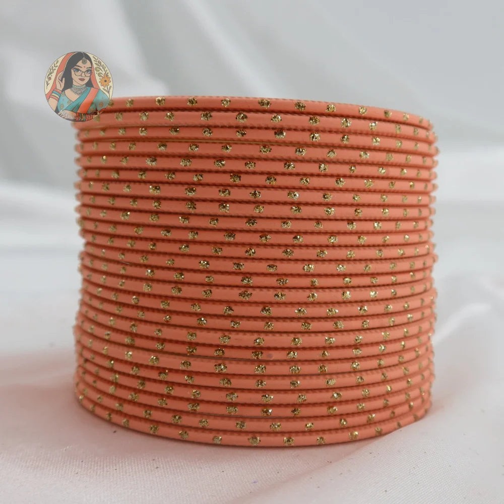 ’Peach’ Matte Gold Dotted Bangle Set