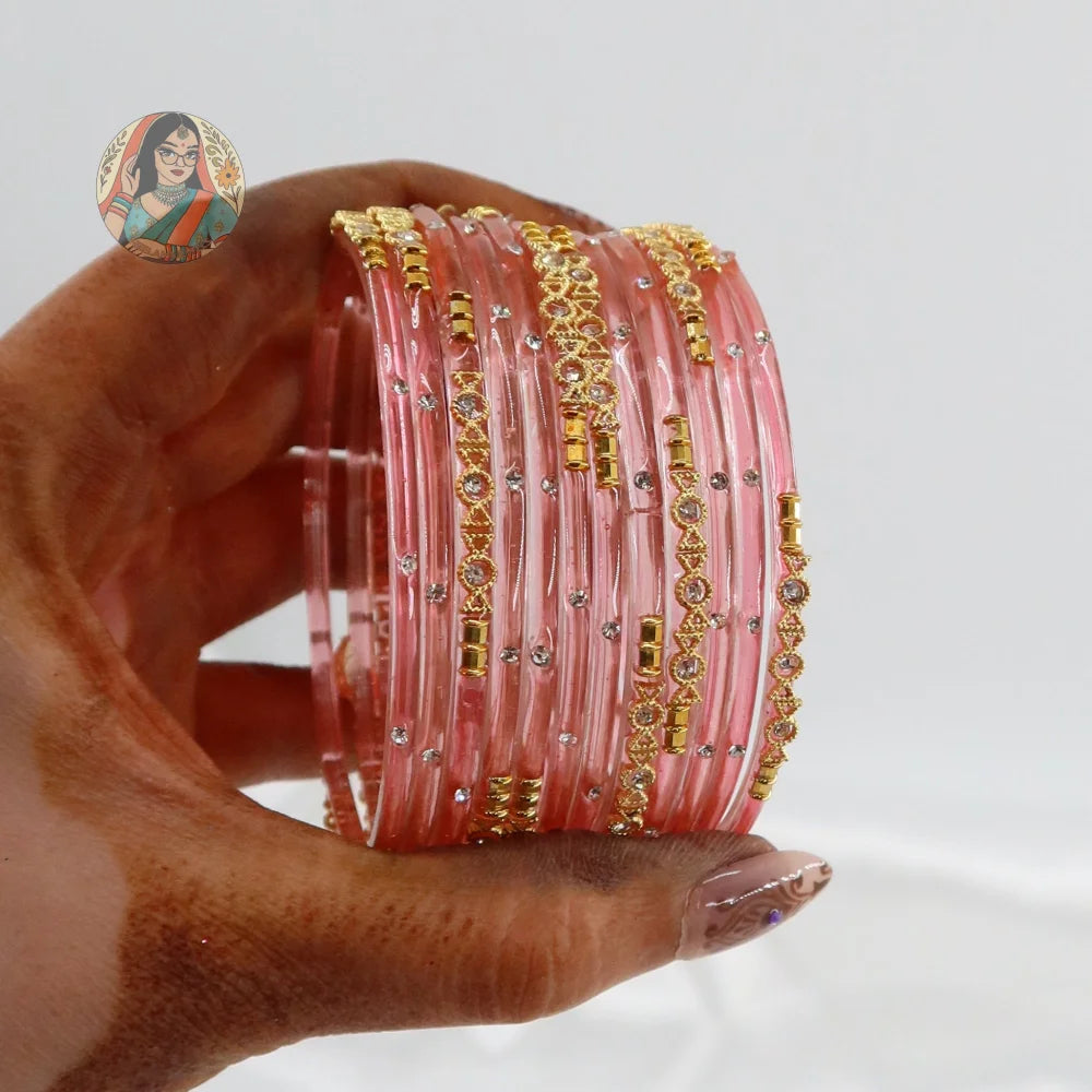 ’Peach’ Mehwish Glass Bangle Set
