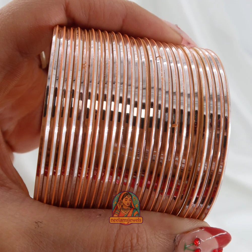 ’Peach’ Metallic Bangle Set