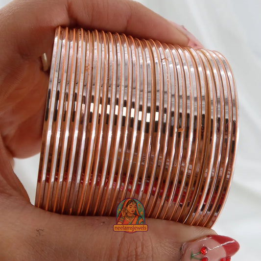 ’Peach’ Metallic Bangle Set