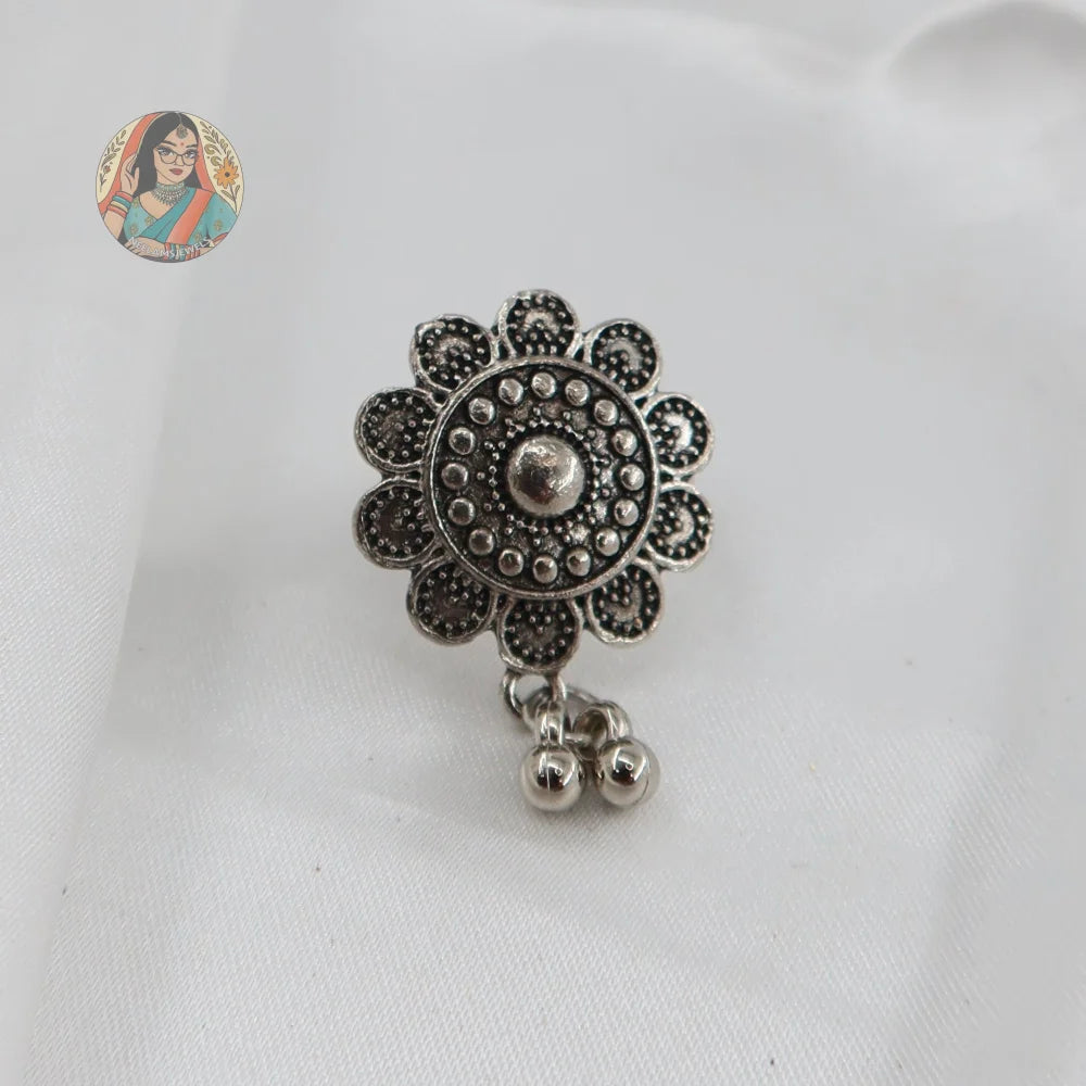 Phool Oxidized Silver Ring