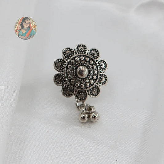 Phool Oxidized Silver Ring