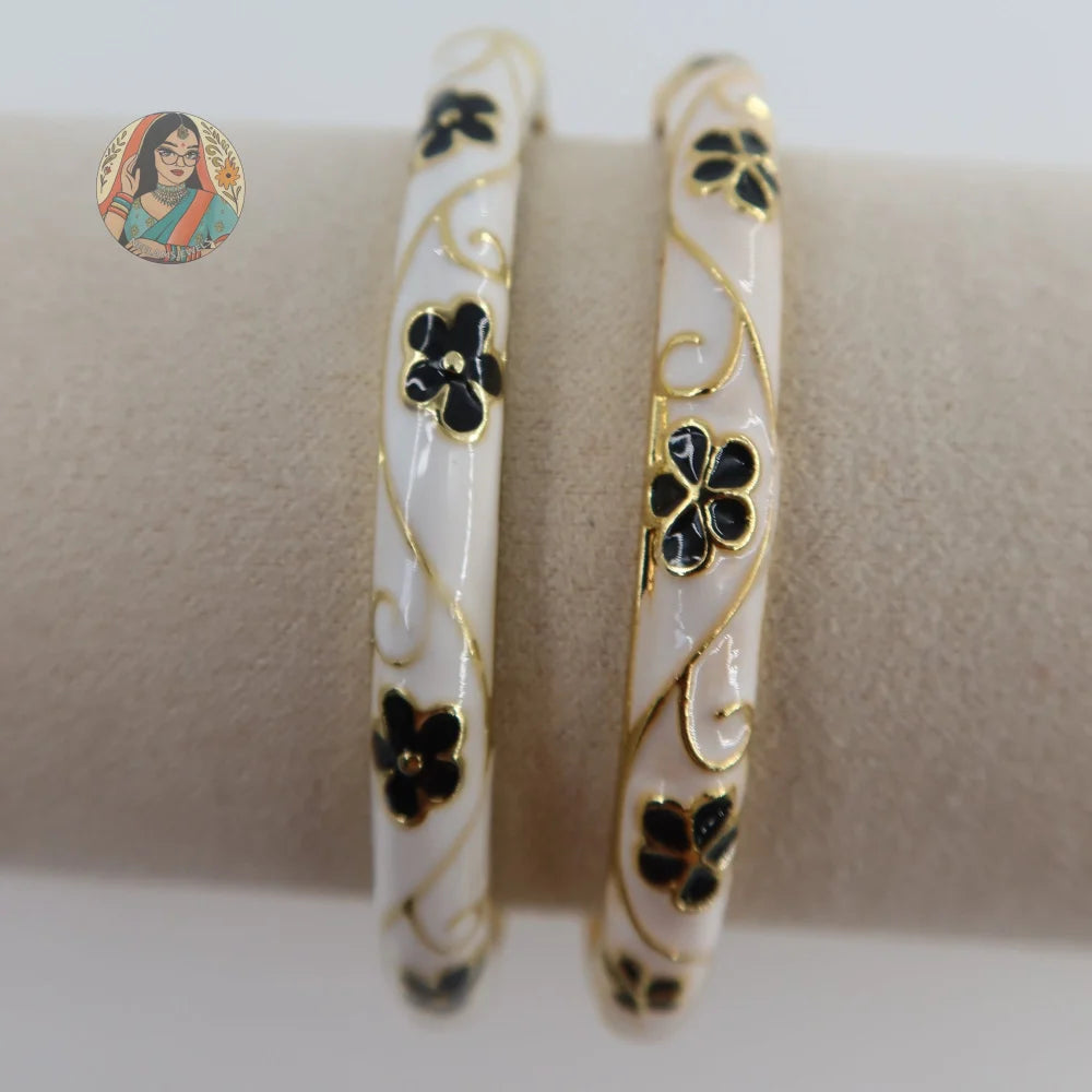 Phoolkari Meenakari Bangle 1 - Black/White