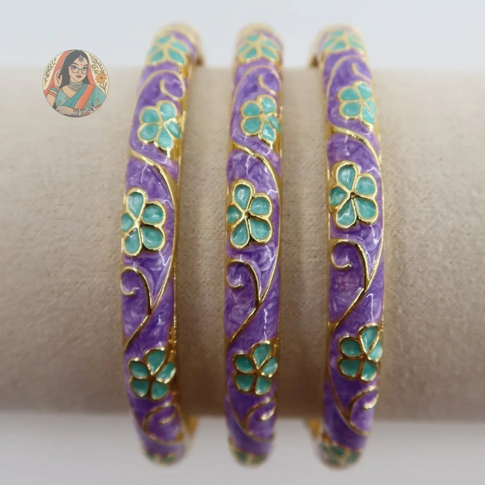 Phoolkari Meenakari Bangle 6 - Purple/Blue