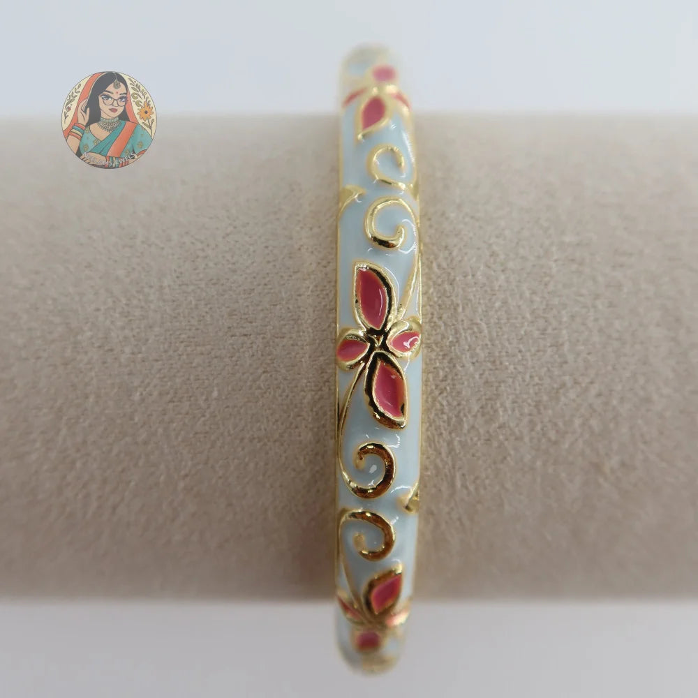 Phoolkari Meenakari Bangle 2 - Light Blue/Pink