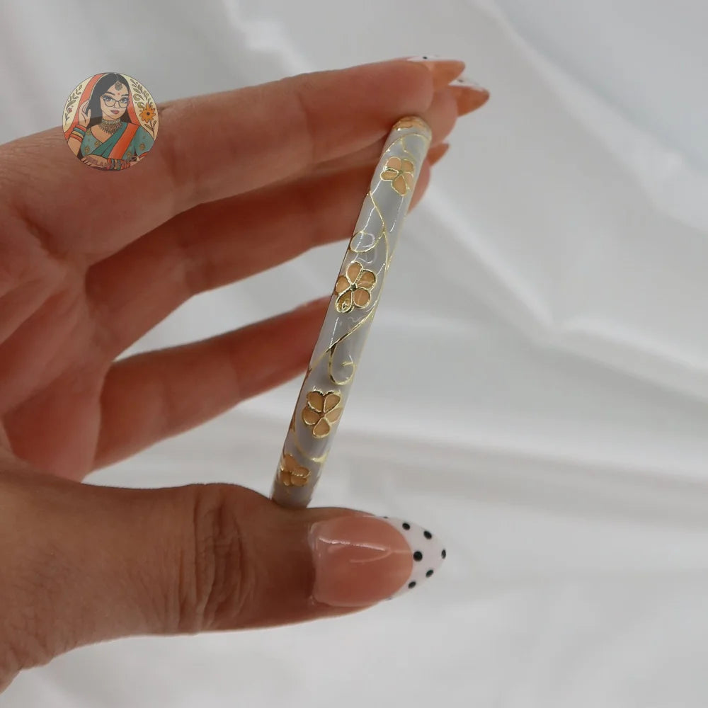 Phoolkari Meenakari Bangle - 8 - Lilac/Peach