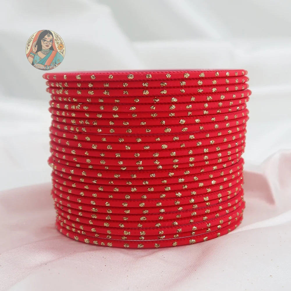 ’Pink’ Matte Gold Dotted Bangle Set