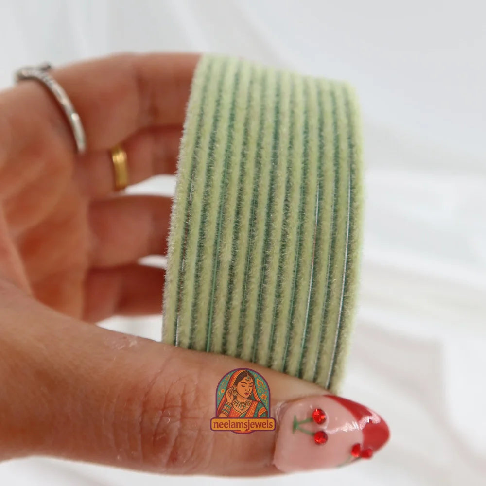 ’Pista Green’ Velvet Bangle Set